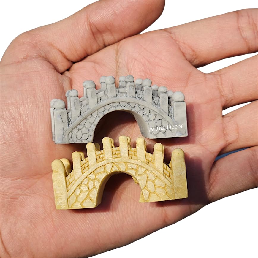 Image of Miniature Resin Bridge Set of 4 for Fairy Garden, Terrarium & Dollhouse | Mini Garden Bridge Decoration for Bonsai, Succulent Pot, DIY Craft & Gift