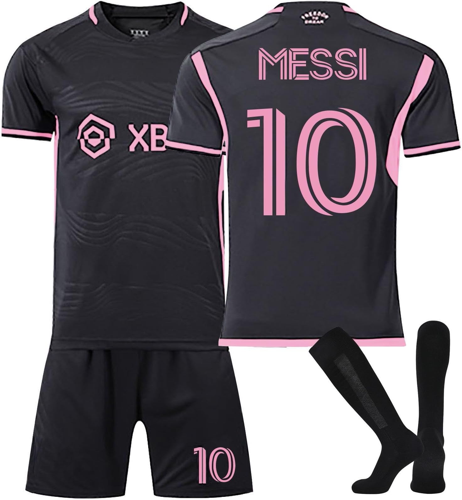 YUZOLEEMiami Football Kit No 10 Football Strip for Kids and Adults American Football Jersey for Boys Soccer Shirts Shorts and Socks Football Training Set Children's Gifts