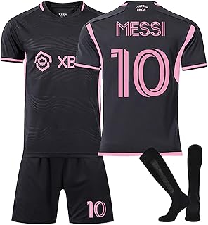 Miami Messi Kit Football Kit for Kid and Adult #10 Football Strip American Football Jersey for Women/Men Kit Set Shirts Shorts and Socks Football Fan Christmas, Birthday Gift
