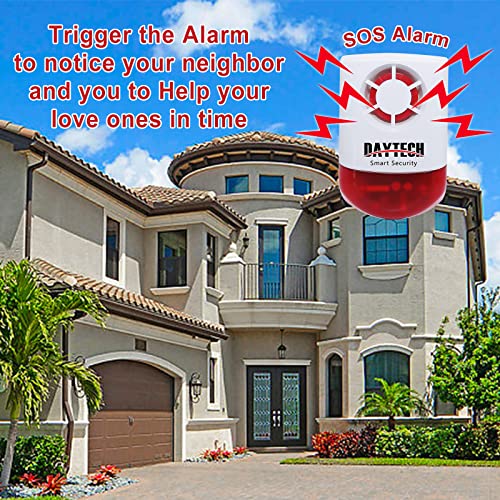 Daytech Remote Emergency Strobe Siren Alarm Kit Waterproof Outdoor Loud Panic Sos Warning System for Business Home Shop Hotel School 800ft 1 Red Flashing Siren+ 4 Call Buttons