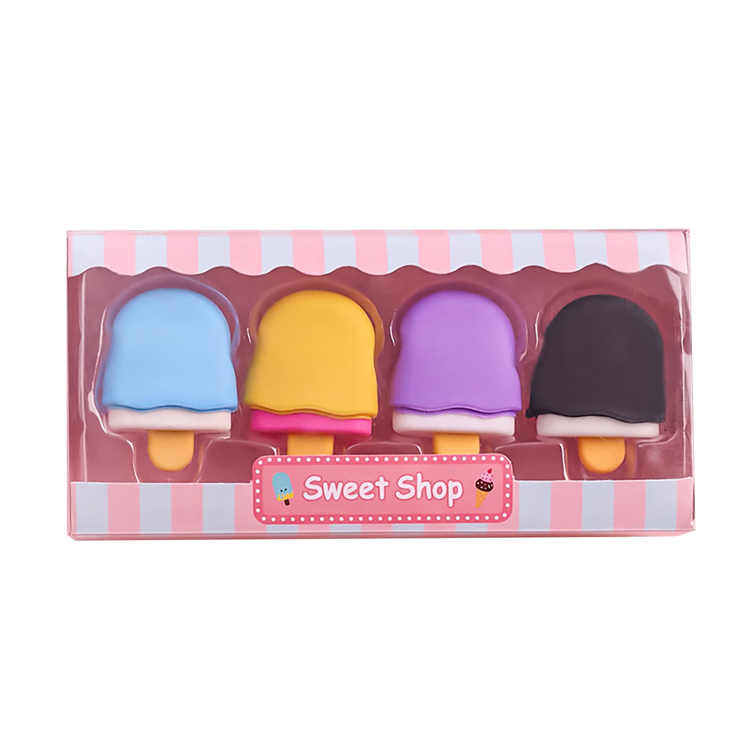 MAPPERZ Cute Colorful Mini Ice Cream Shape Rubber Pencil Erasers, Stationery for Home, Office, School Kids, Cool Fun Rewards and Novelty Toys for Art Erasers for Drawing, Pack of 4 (B0BQYZ65J7) Amazon Price History, Amazon Price Tracker