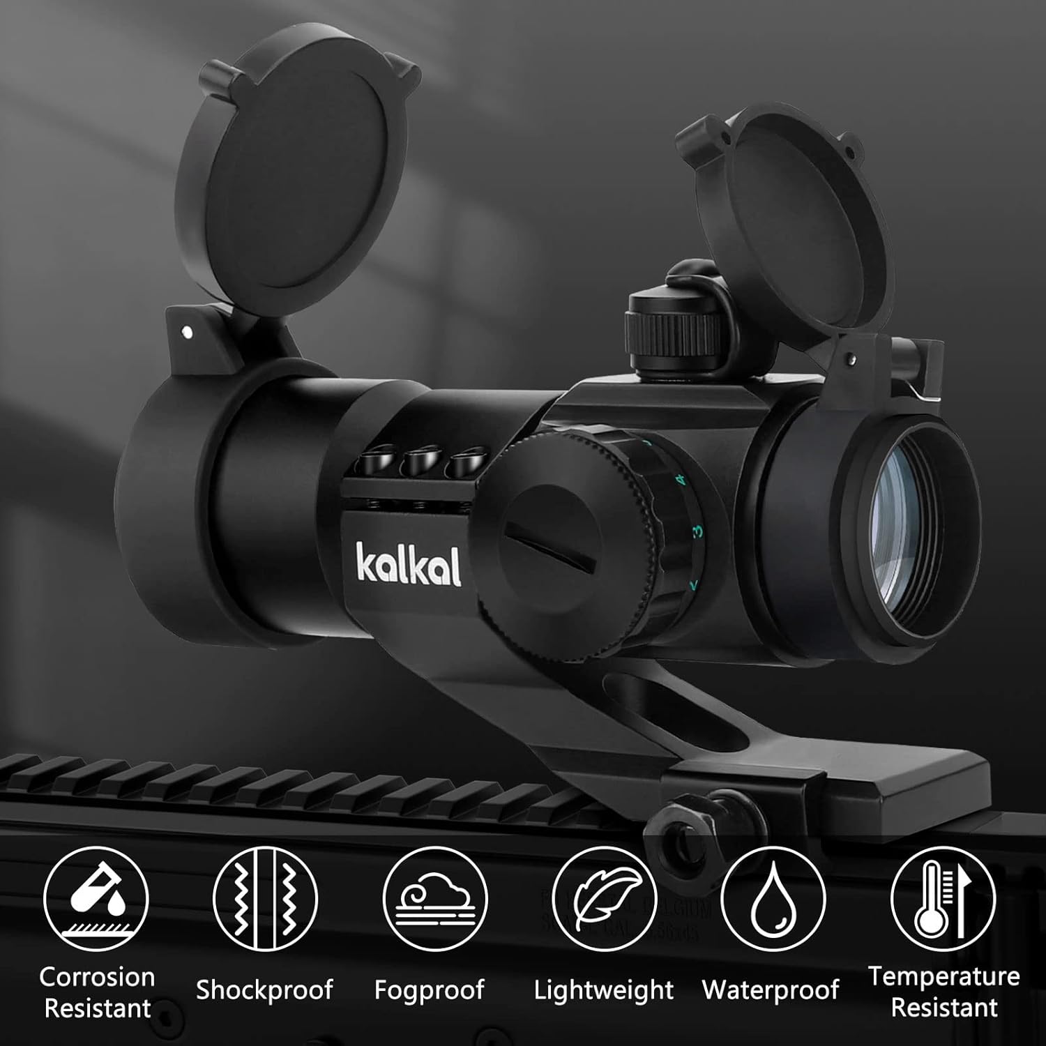 Kalkal Red Green Dot Sight, 4 MOA 1x30mm- Reflex Sight Scope, Red Dot Optics for Picatinny Rail | Absolute Co Witness | Cantilever Mount,5 Brightness Settings