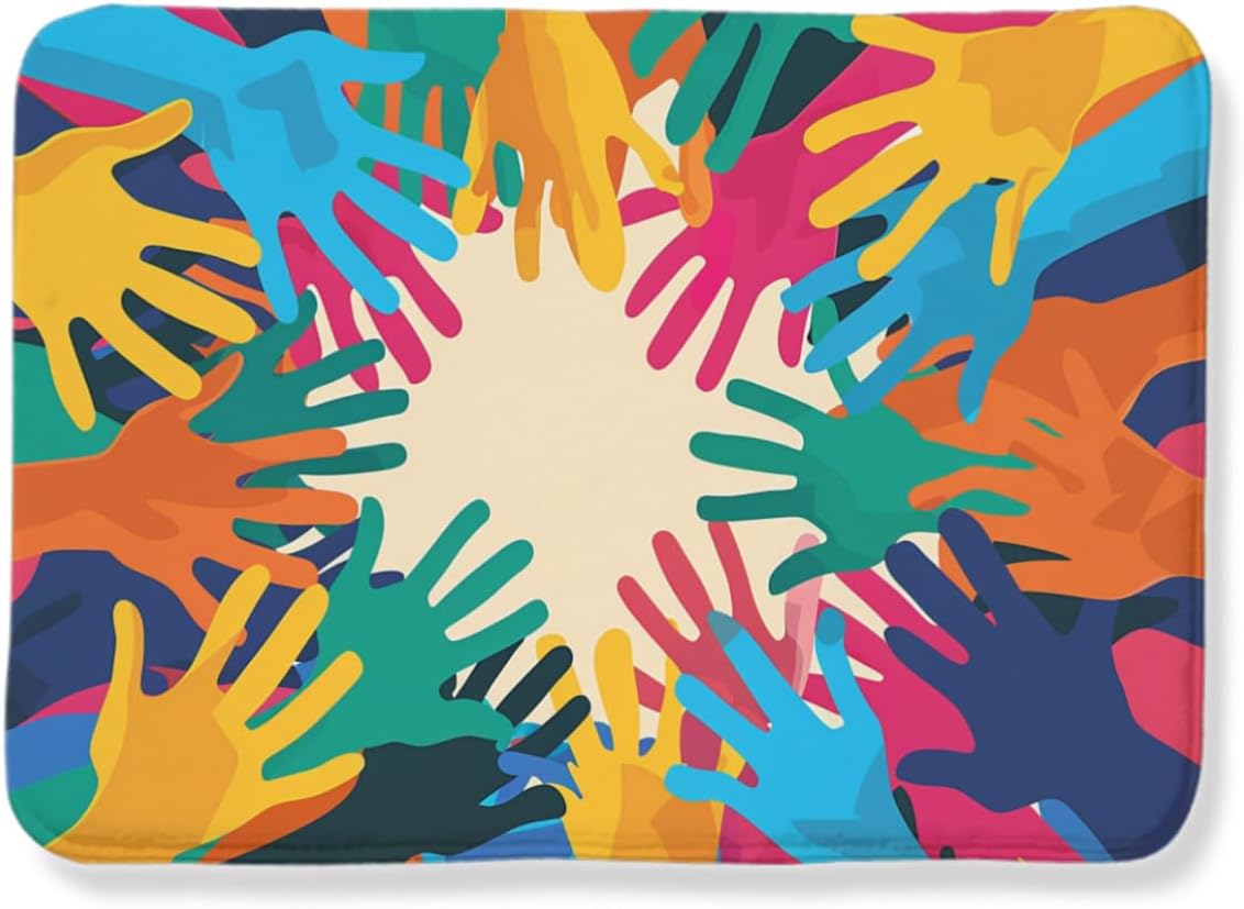 Graffiti Handprint Rug - Colorful Children's Rug, Abstract Style Washable Colorful Handprint Carpet, Non-Slip Playmat Super Soft Flannel Carpet for Living Room and Game Room Decoration 60x80inch