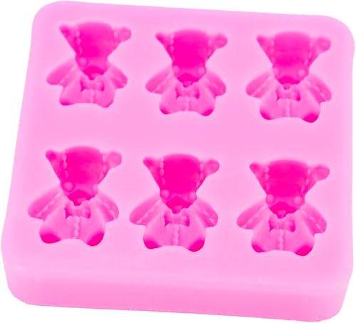 Miniatura 4 de Lindo oso de peluche 3D con moño, molde de silicona para hacer dulces, postres de goma de mascar, pudín de cristal, decoración de pasteles,