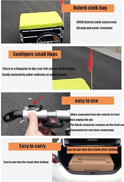 Foldable Trailer Bicycle,Cycle Bike Cargo Trailer for Bike Bicycle,Cargo Camping Tent Luggage Carry Transport,Universal Bicycle (Blue)
