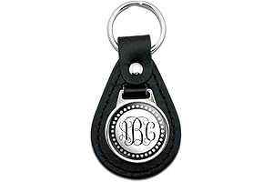 Graphics and More Personalized Monogram Scalloped Leather Keychain