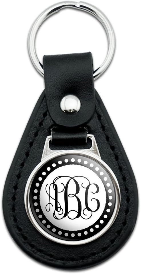 Personalized Custom Monogram Fancy font Scalloped Outline Black Leather