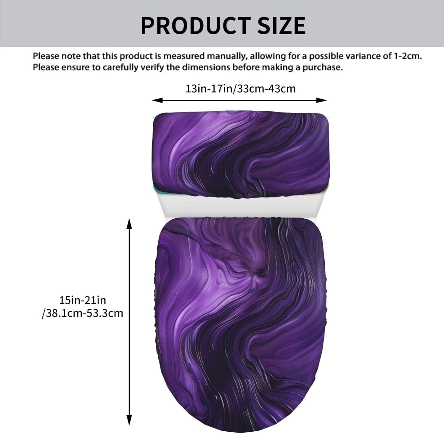 Grape Purple Toilet Lid Cover and Toilet Tank Lid Cover Set, 2-Piece Bathroom Toilet Lid Seat Cover Set Polyester Set for U/O/Long Shape Toilets