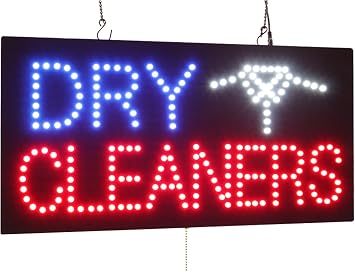 Dry Cleaners Sign, 24"x12", 60x30cm, TOPKING, LED, Neon, Florescent, Signage, Signboard, Display, Billboard, Screen, Grand Opening, Gift