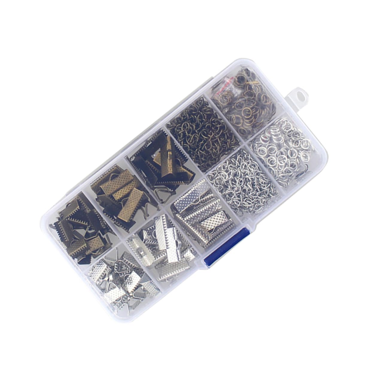 Lurrose 1110pezzi Chiusure Moschettone e Crimpare Per Braccialetti Antico Bronzo e Bianco k Accessori Per Fai Da Te Crimp End Clamps Per Collane e Bracciali Materiale Per Gioielli