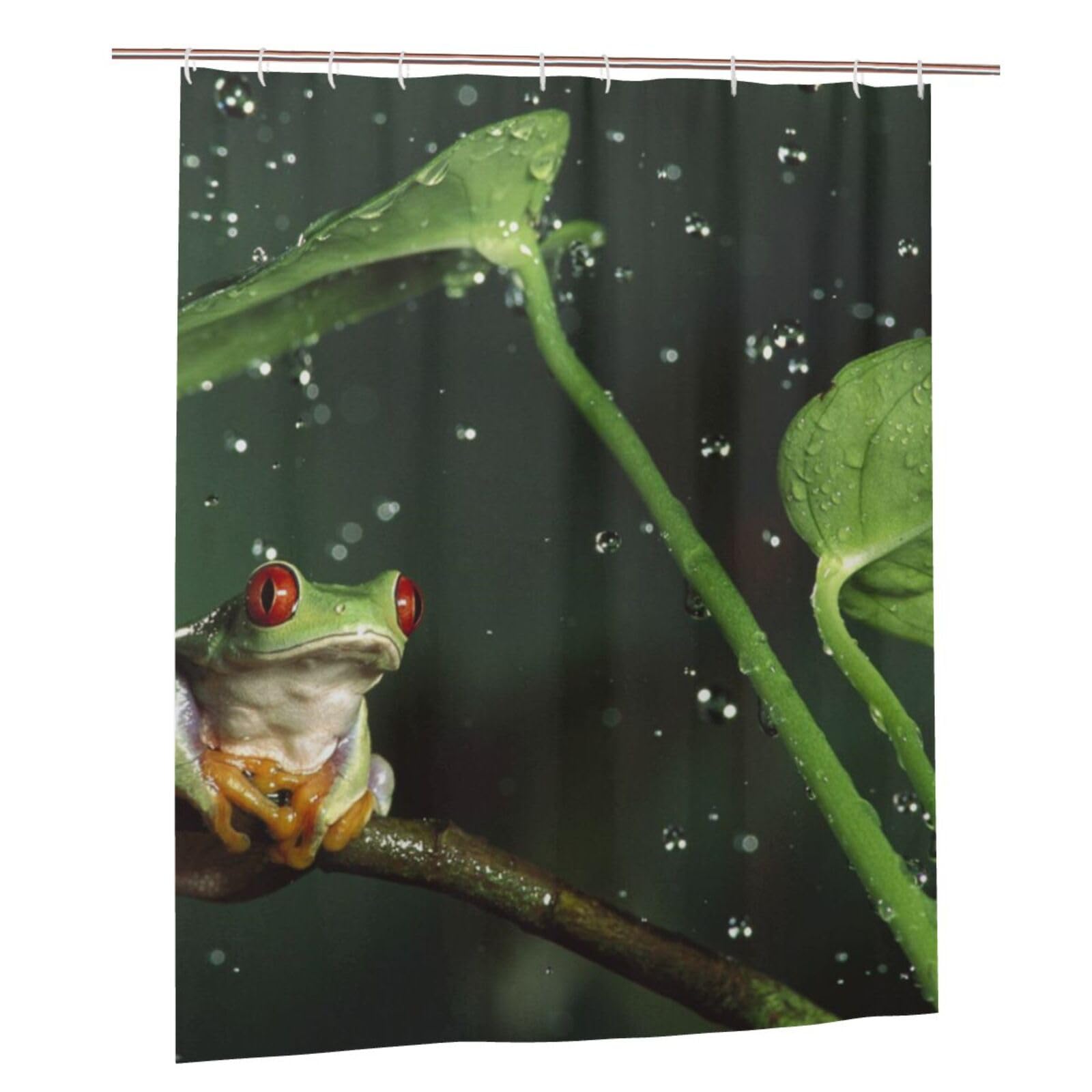 Rideau de douche anti-éclaboussures en tissu grenouille de la paix pour salle de bain propre