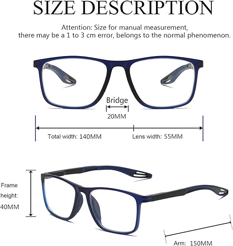 Miniatura 3 de Hubeye 3 pares TR90 de gafas de lectura deportivas para hombres y mujeres ultraligeros flexibles anti-luz azul lectores +1.25