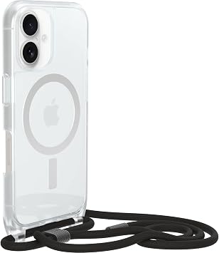 OtterBox iPhone 16 Compatible React Pendant Case with MagSafe, Ultra Thin Protective Case with Adjustable and Removable Phone Chain, Compliant with Military Standards, Transparent