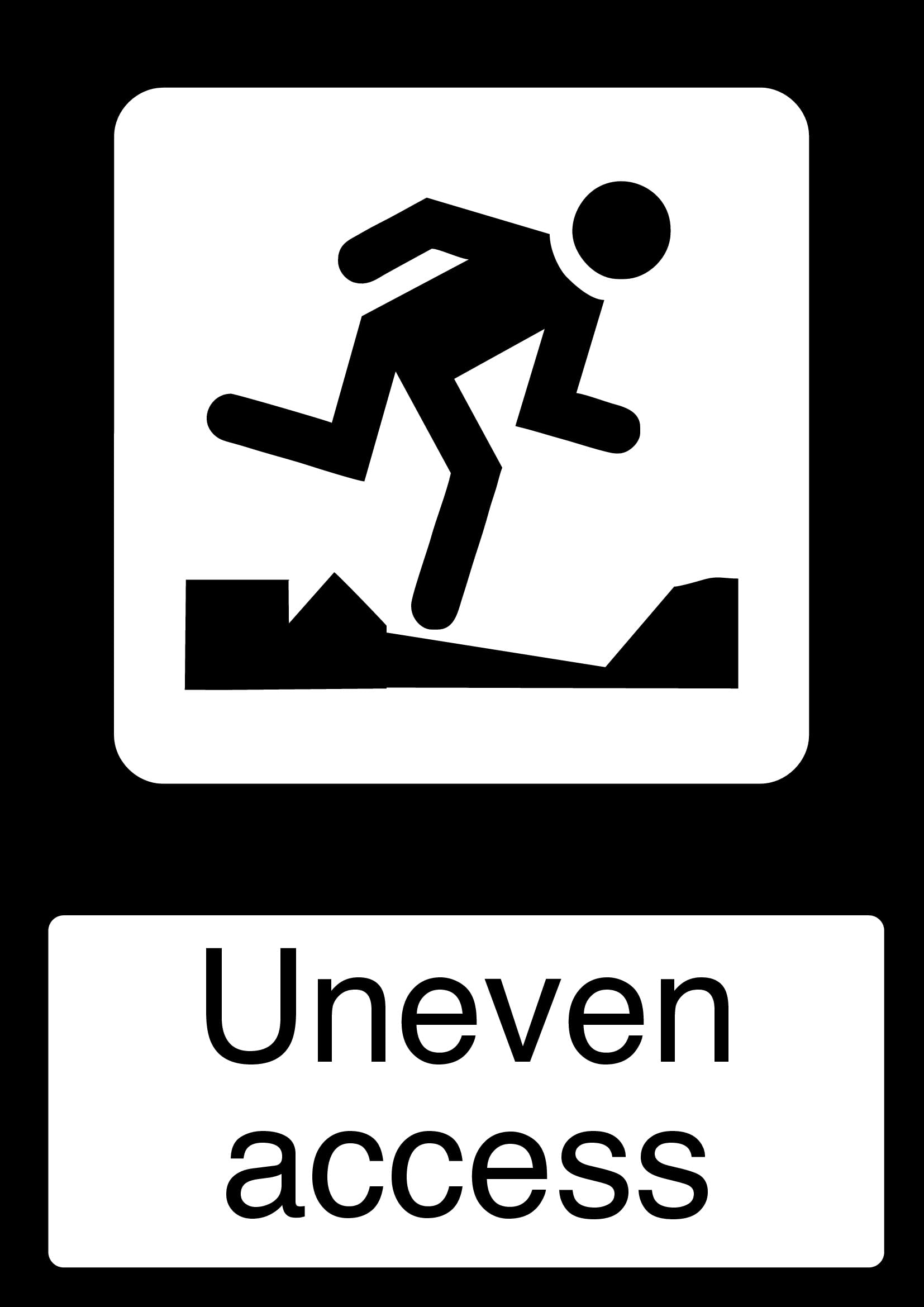Uneven access Sign, 12x8 Inch Metal Tin Sign, Directional Caution Plaque for Walkways, Entrances and Outdoor Paths