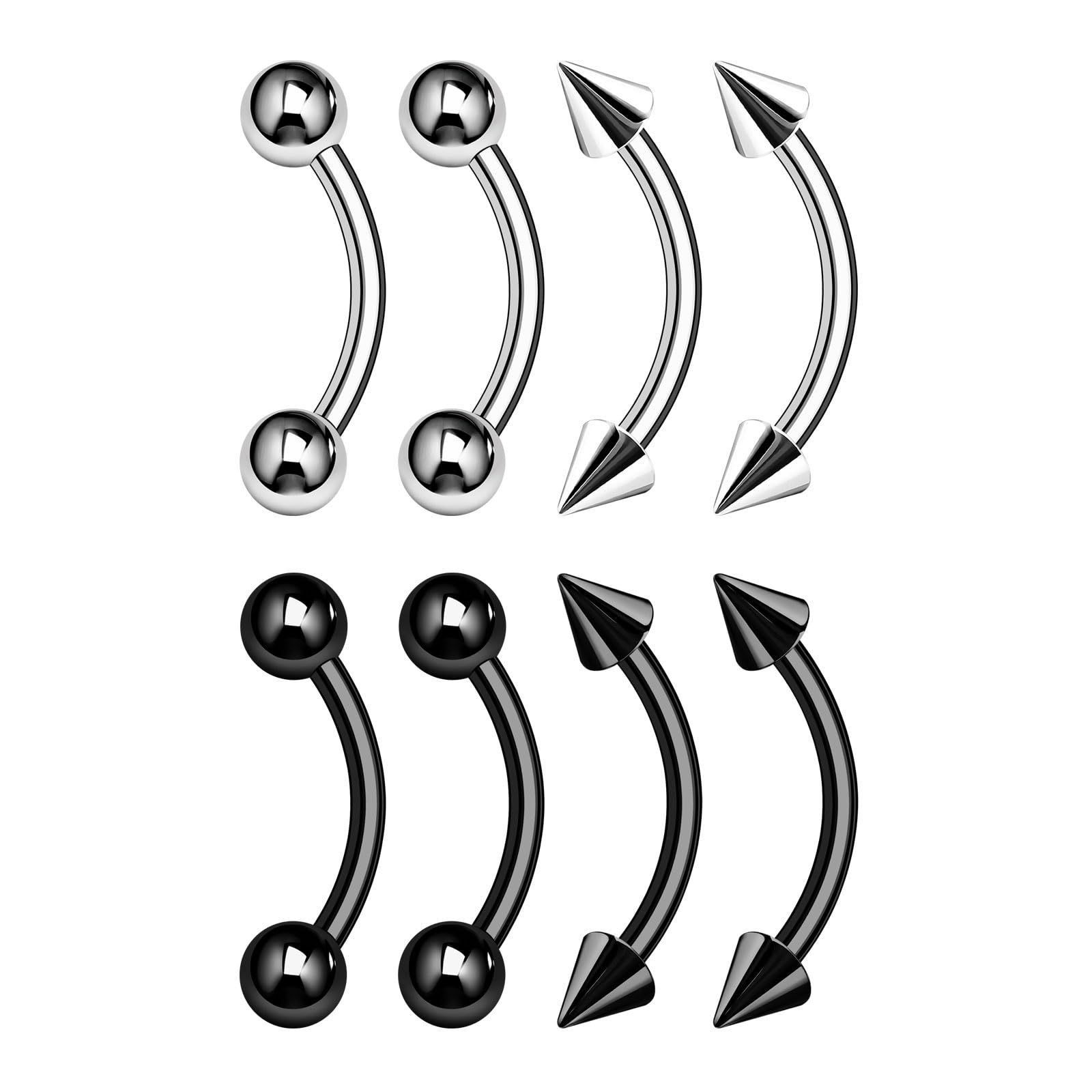 4mm Curved Barbell 14K Gold Push-In Curved 4mm CZ Barbell Rook