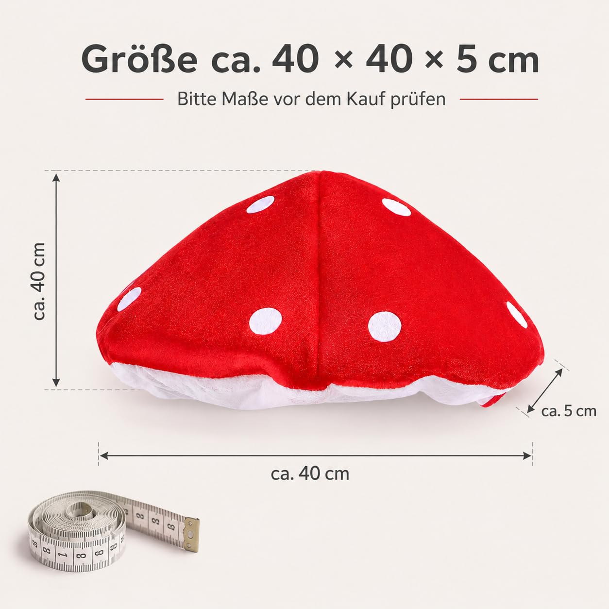 TOYANDONA Sombrero de seta cosplay niños sombrero de seta rojo y blanco manchado de felpa novedad accesorio para el disfraz para niños o adultos
