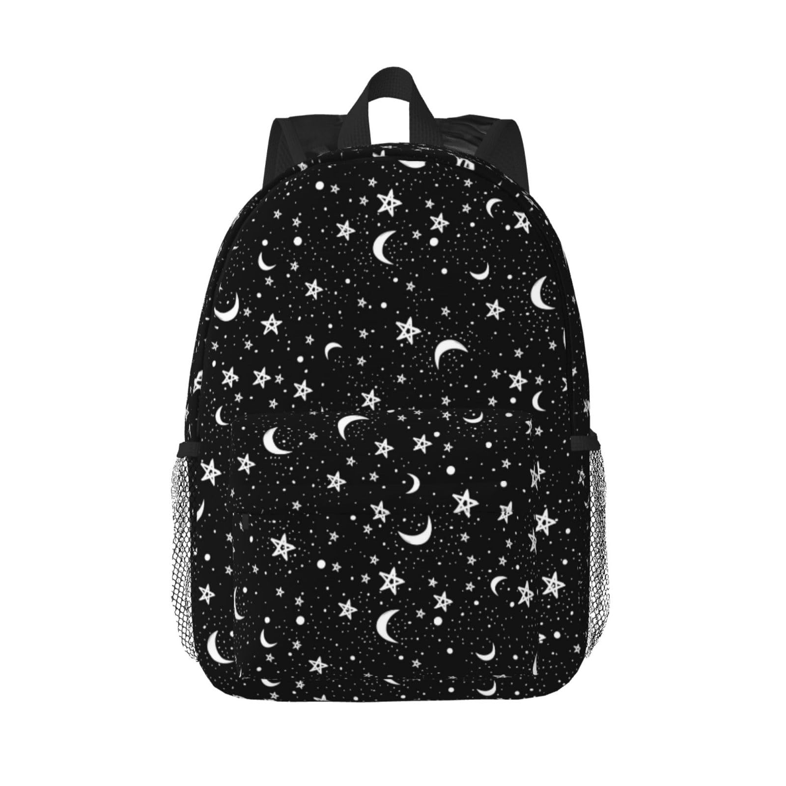 YANGZHI Black And White Moon Star Backpack For Teenage Girls And Boys Cute Kids Backpacks Children School Bag