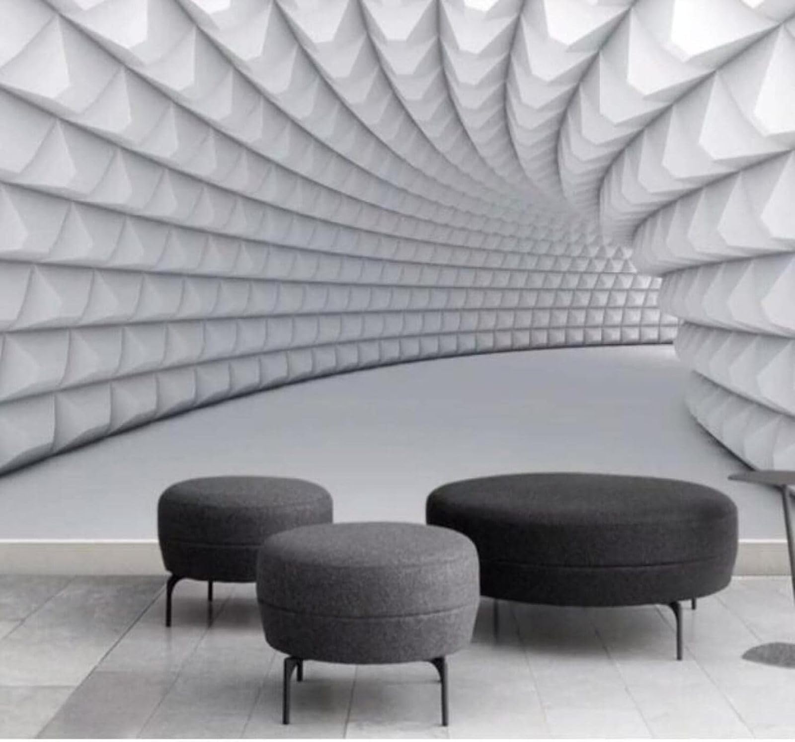 XLMING Minimalist Three Dimensional Geometric Tunnel Spatial Extension 3D Wallpaper Luxury Silk Study Dining Feature Sofa Grey Bedroom Living Room Tv Decorative Wall-200cm×140cm