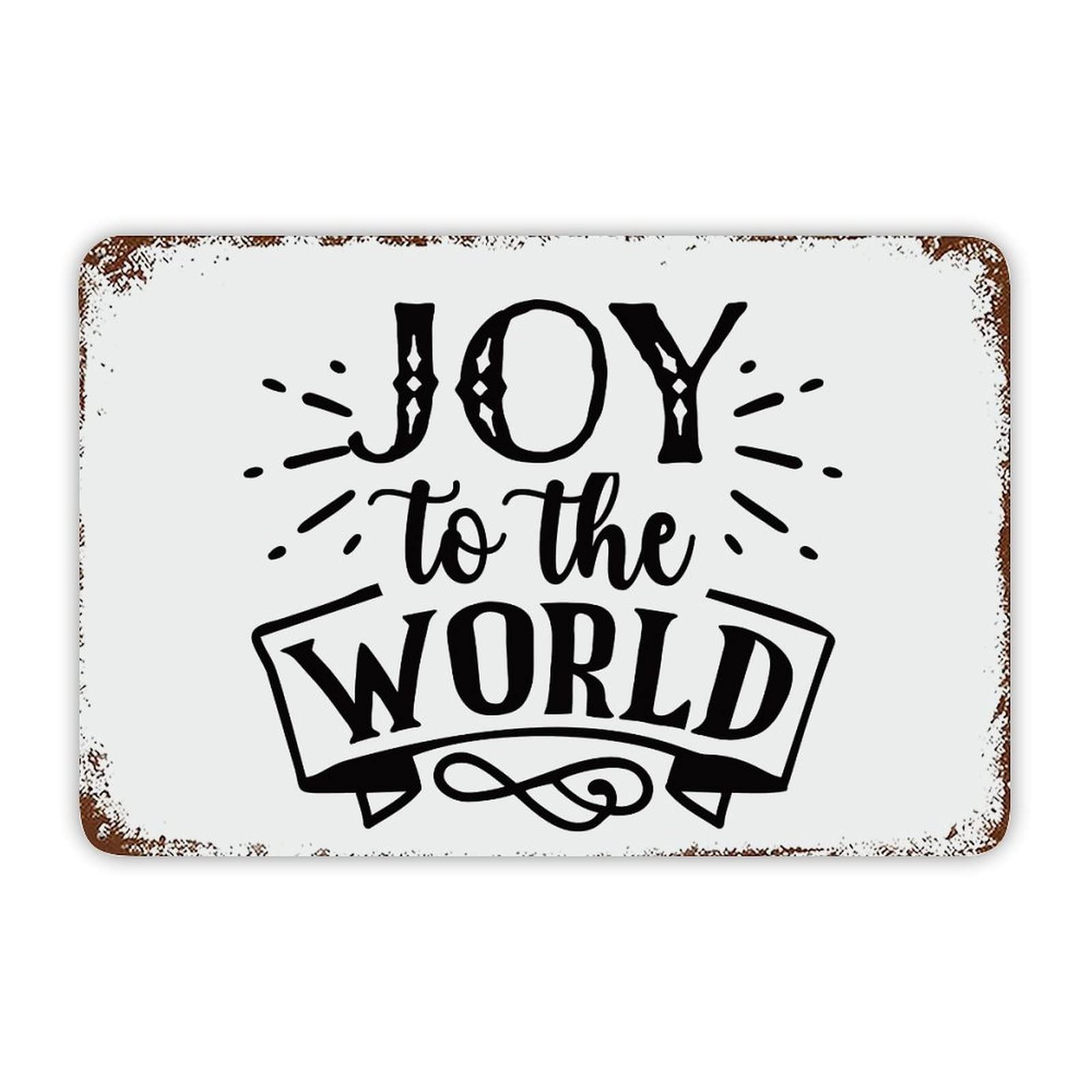 ENEDNATE Christmas Metal Sign,Vintage Man Cave Aluminum Tin Metal Sign with Saying 8x12 Inch Joy to The World Retro Street Metal Signs for Indoor Outdoor Garden Patio Yard Cafe Pub Home Decor