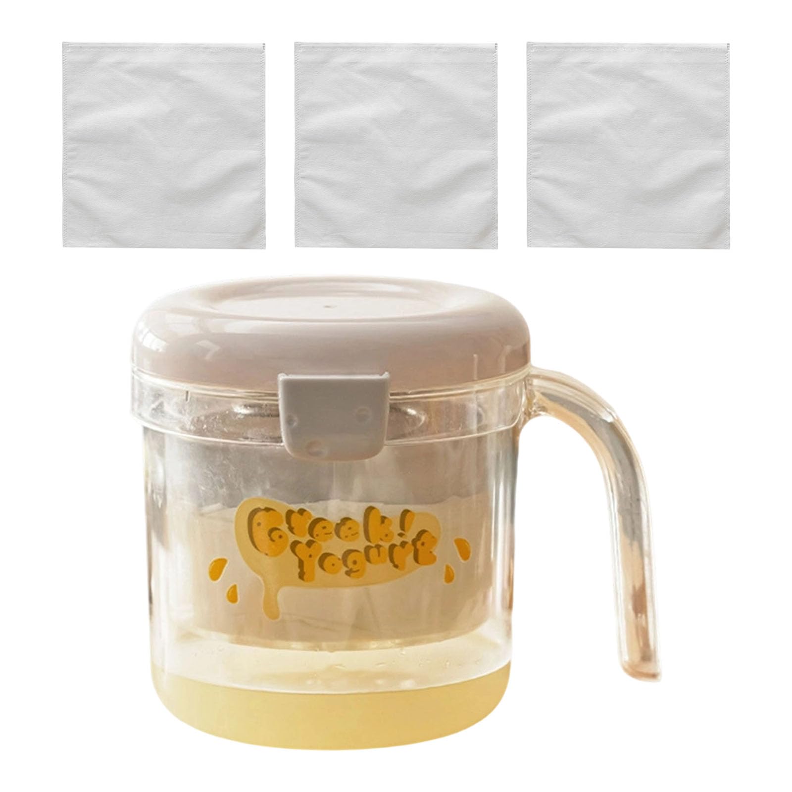 TFAOYS Yogurt Filter Stainer Homemade Thick Creamy Yogurt Strainer with Fine Meshing Kitchen Gadget Homemade Curd Maker Tool Cold Brew Compression Filter Detachable Strainer with Bags