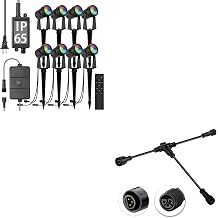 SUNTHIN RGBW Color Changing Spot Uplights 8 Pack with 9.8 FT Extension Cord with 3 Core 3 pin for RGBW Outdoor Landscape Spotlights