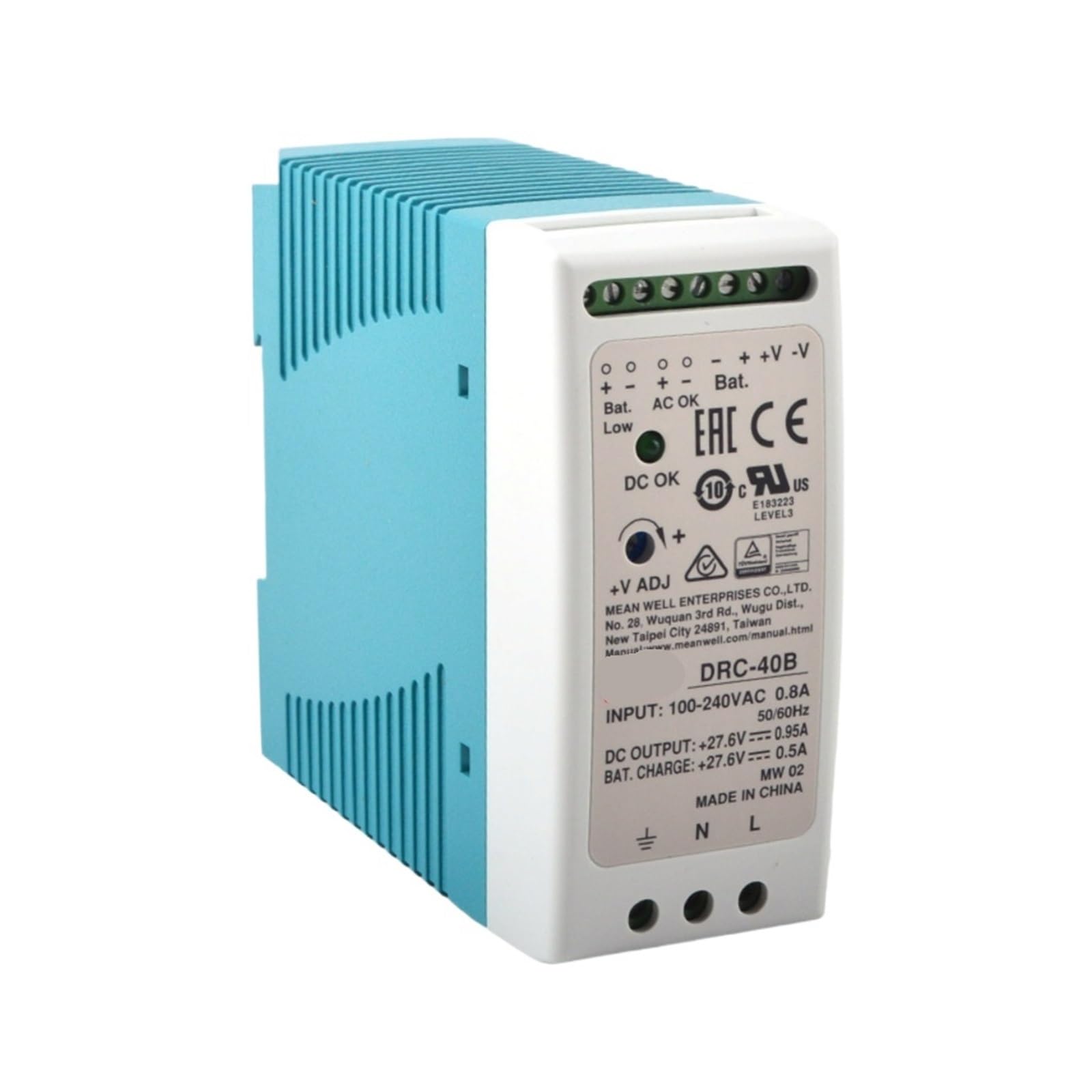 Alimentation 40 W DRC-40B à tension stable 27,6 V et autonomie UPS prolongée