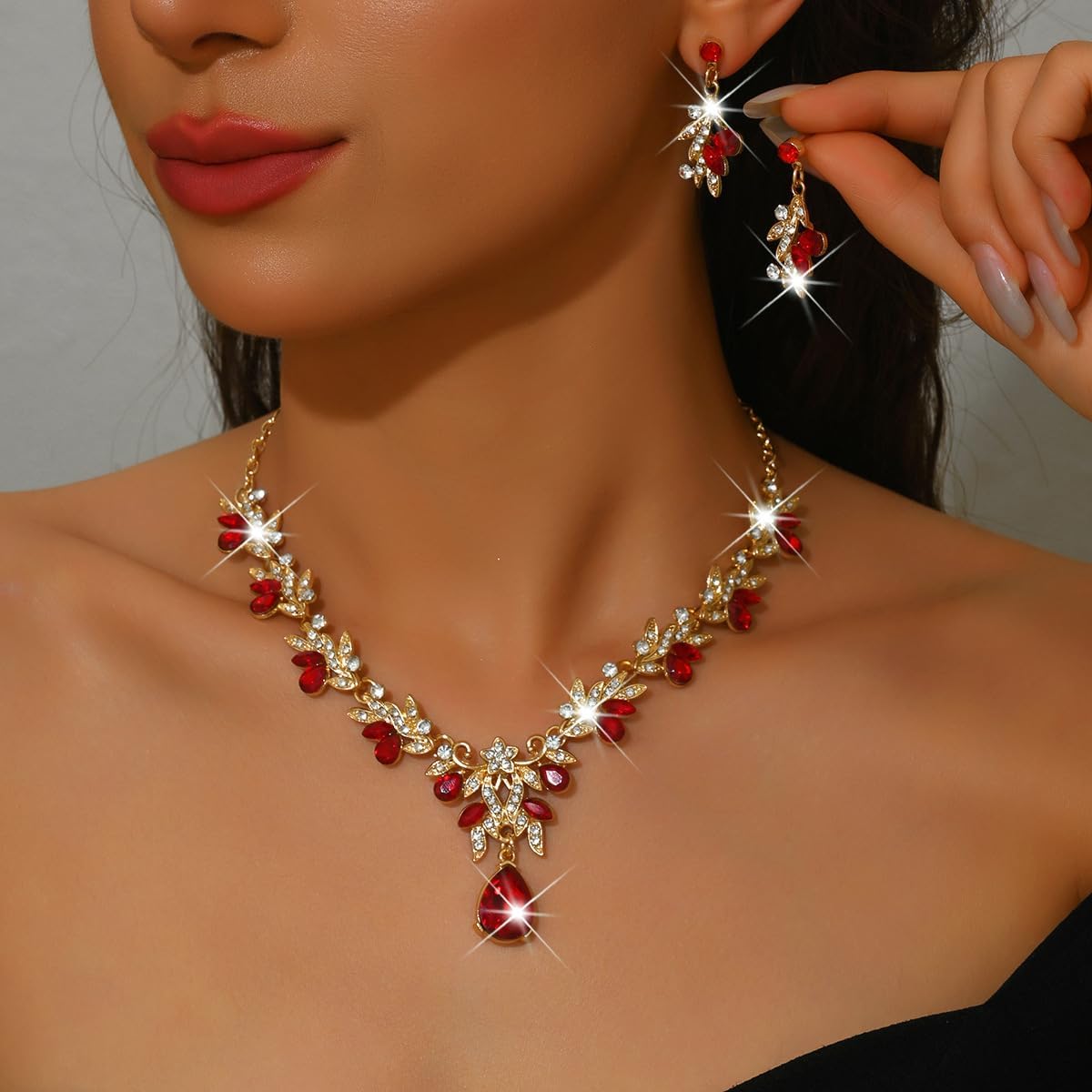 CJIAYUJEW Cubic Zirconia Wedding Jewelry Sets for Bride Bridesmaid Cluster Crystal Teardrop Pendants Jewelry Set Necklace Earring for Brides Bridesmaid for Wedding Party - Image 2