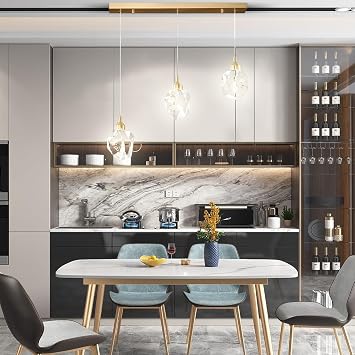 Chandelier Modern Crystal Pendant Lights Round gold Hanging 3-Light Ceiling Lamp with Adjustable Cord Raindrop Dimmable Chandeliers for Dining Room Kitchen Island Staircase Foyer Farmhouse