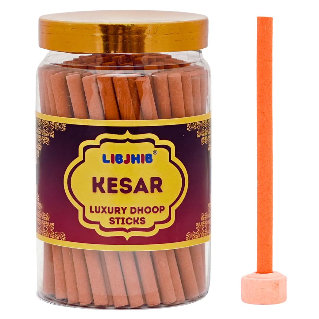 LIBJHIB® Kesar (Saffron) Luxury Dhoop Sticks 200 Grams - Luxury Scented Dhoop Sticks for Religious Use, Meditation, Aromatherapy, and Relaxation - Calming Fragrance.-image-4
