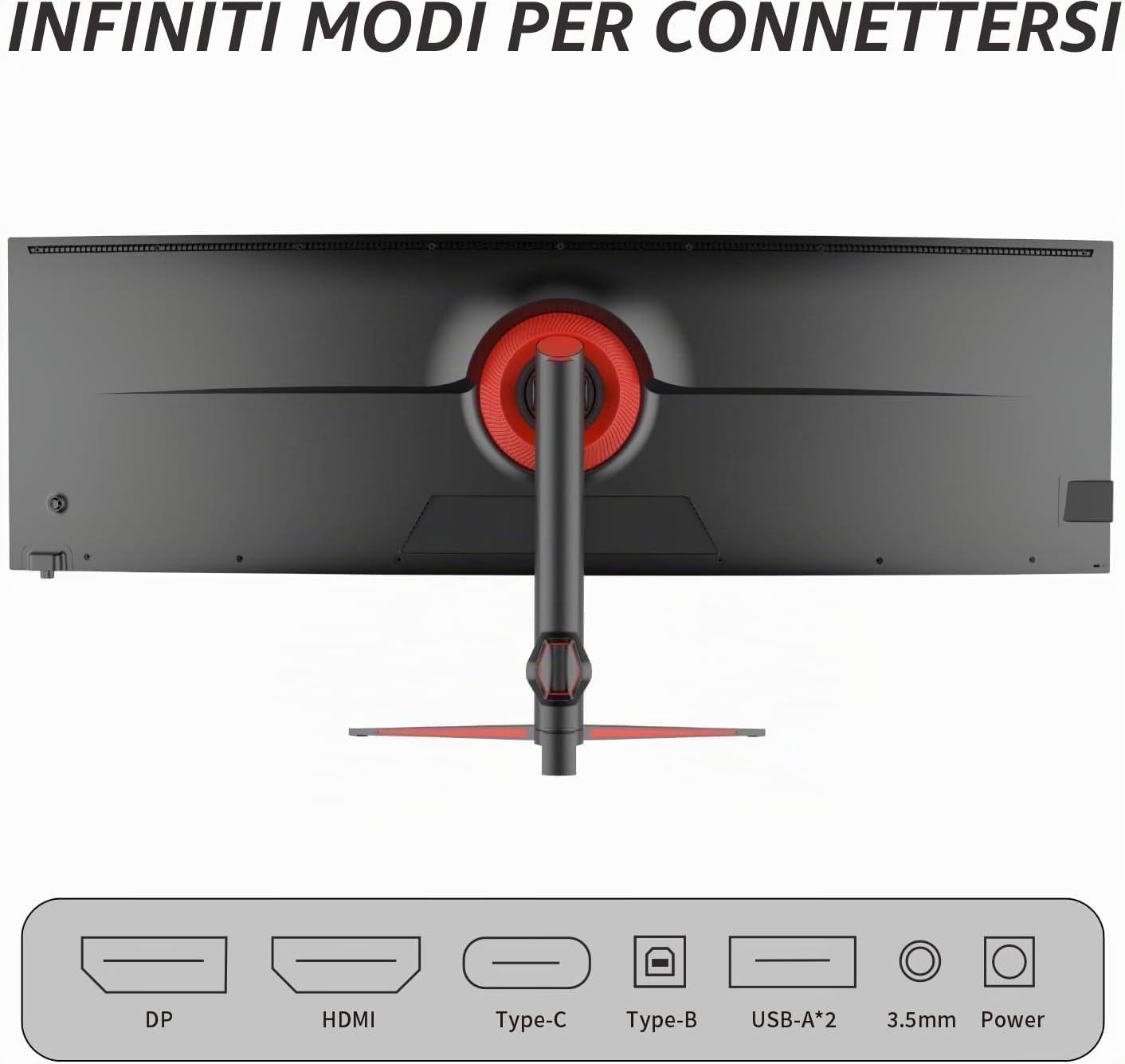 YOGAES Monitor Curvo Ultrawide da 49", 5120x1440 Dual QHD, IPS 3800R, HDR400, USB-C, Altoparlanti Integrati, Regolazione in Altezza, VESA 100x100, Compatibile con G-Sync(144hz)