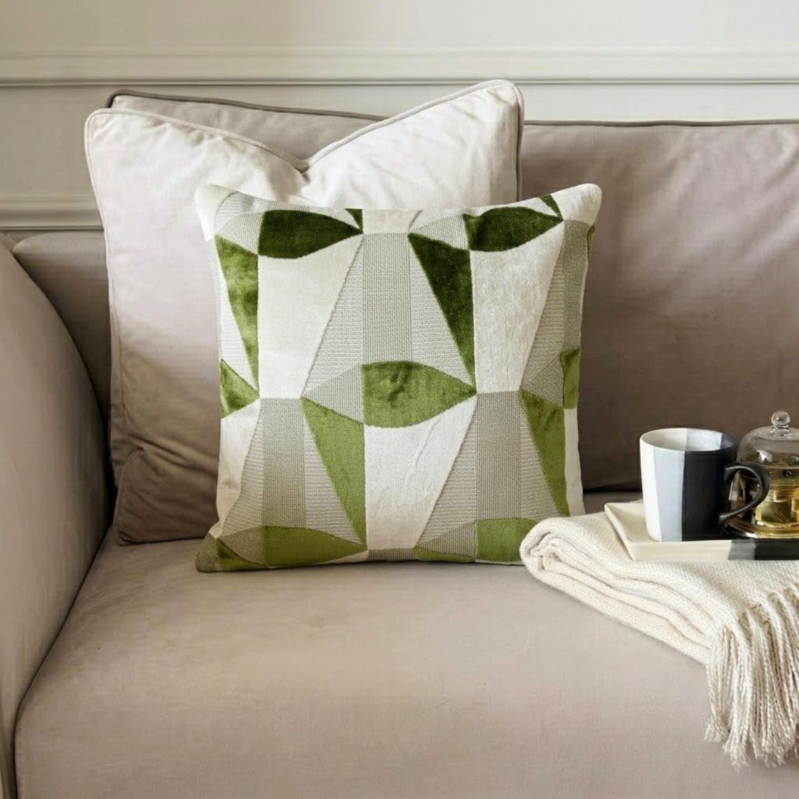 Set di 2 Verde Velluto Copricuscino lombare 30x40 cm - Green Prism Lumbar