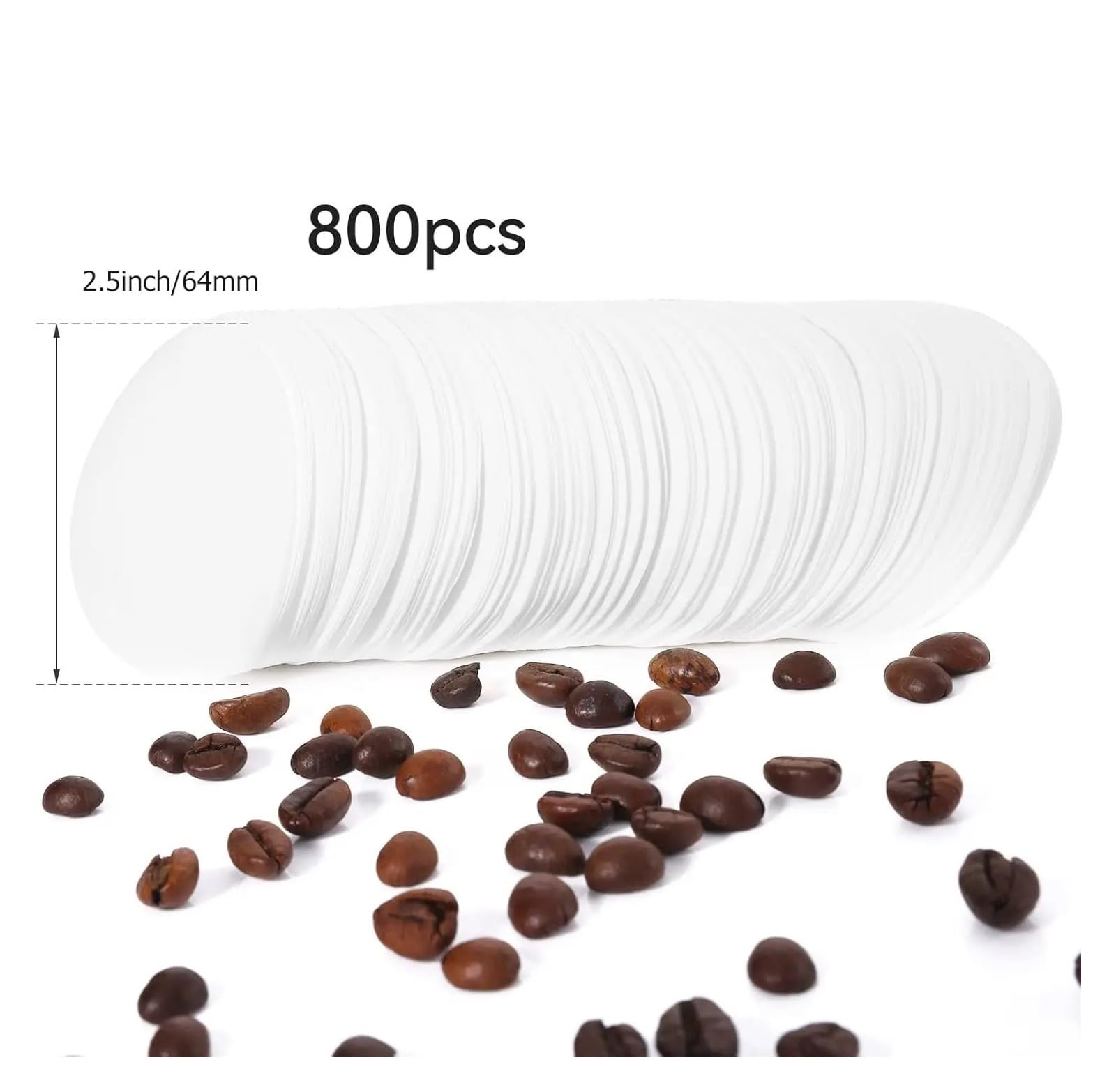 800 Stück runde Kaffeefilterpapierfilter for 1–4 Tassen Tropf(Khaki,64mm)