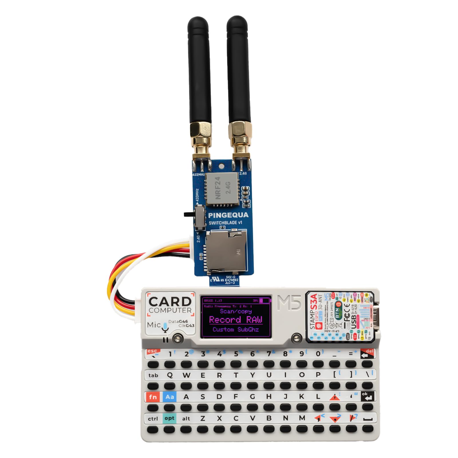 Scheda M5Stack Cardputer RF 3 in 1, NRF24L01+ PA/LNA & CC1101 Ricetrasmettitore Sub-GHz con slot MicroSD - Modulo di sviluppo IoT Plug & Play per l'analisi del segnale e la formazione