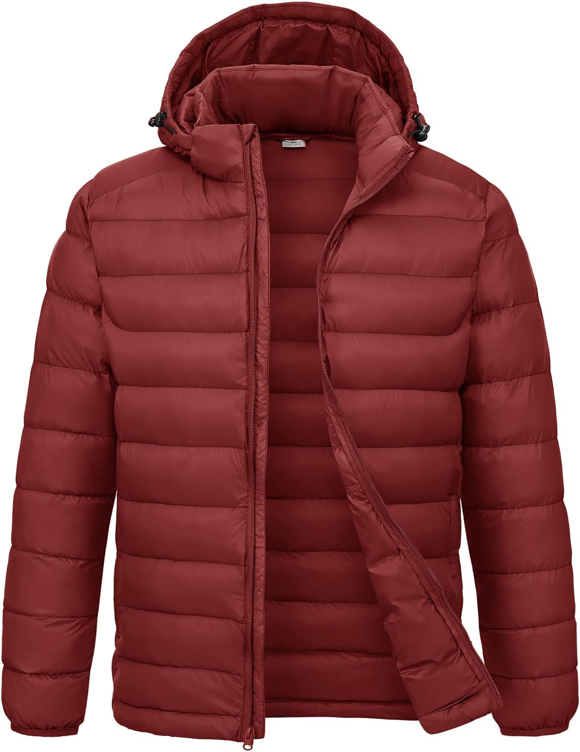 BGOWATU Men's Lightweight Water-Resistant Hooded Puffer Jacket Insulated Winter Coat with Detachable Hood for Snow Ski