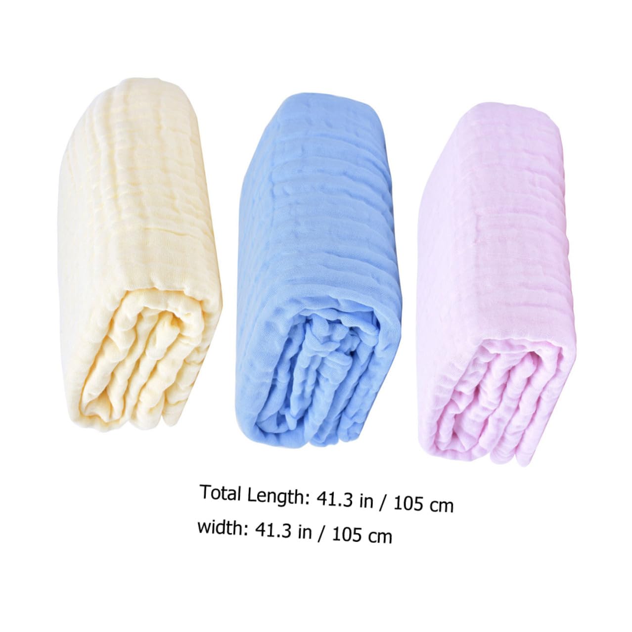 3 Stück Teiliges Babydecke aus Reiner Baumwolle Weiche Musselin Pucktücher in Rosa Gelb und Blau Atmungsaktiv Kuschelig und Vielseitig als Swaddle Empfangs Wickeldecke für