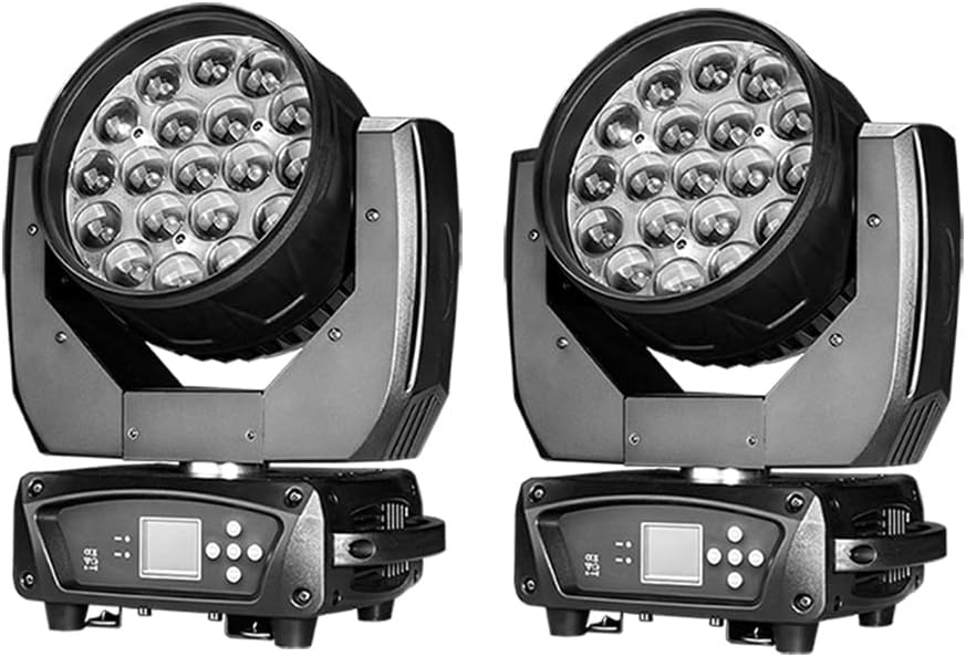 Boulder Pro 19x15W Zoom Wash Moving Head with Variable White Warm White Plus Cool White 2in1 LEDs Ideal for Church, Theater, Studio, Stage,Events, etc… (2pcs Packed)
