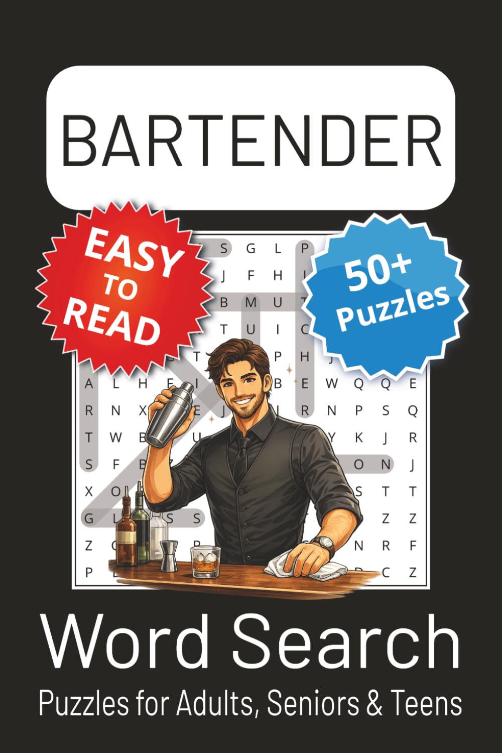 Bartender Word Search Puzzle Book: Bartender Themed Word Searches with Easy to Read Print | 6x9 inches, 110 pages | 50+ Puzzles