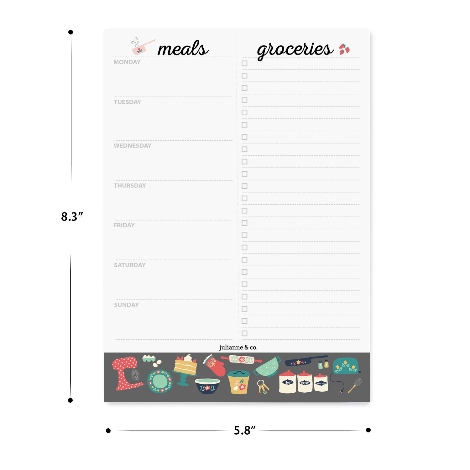 Weekly Meal Planner Notepad by Julianne & Co. Food Planning