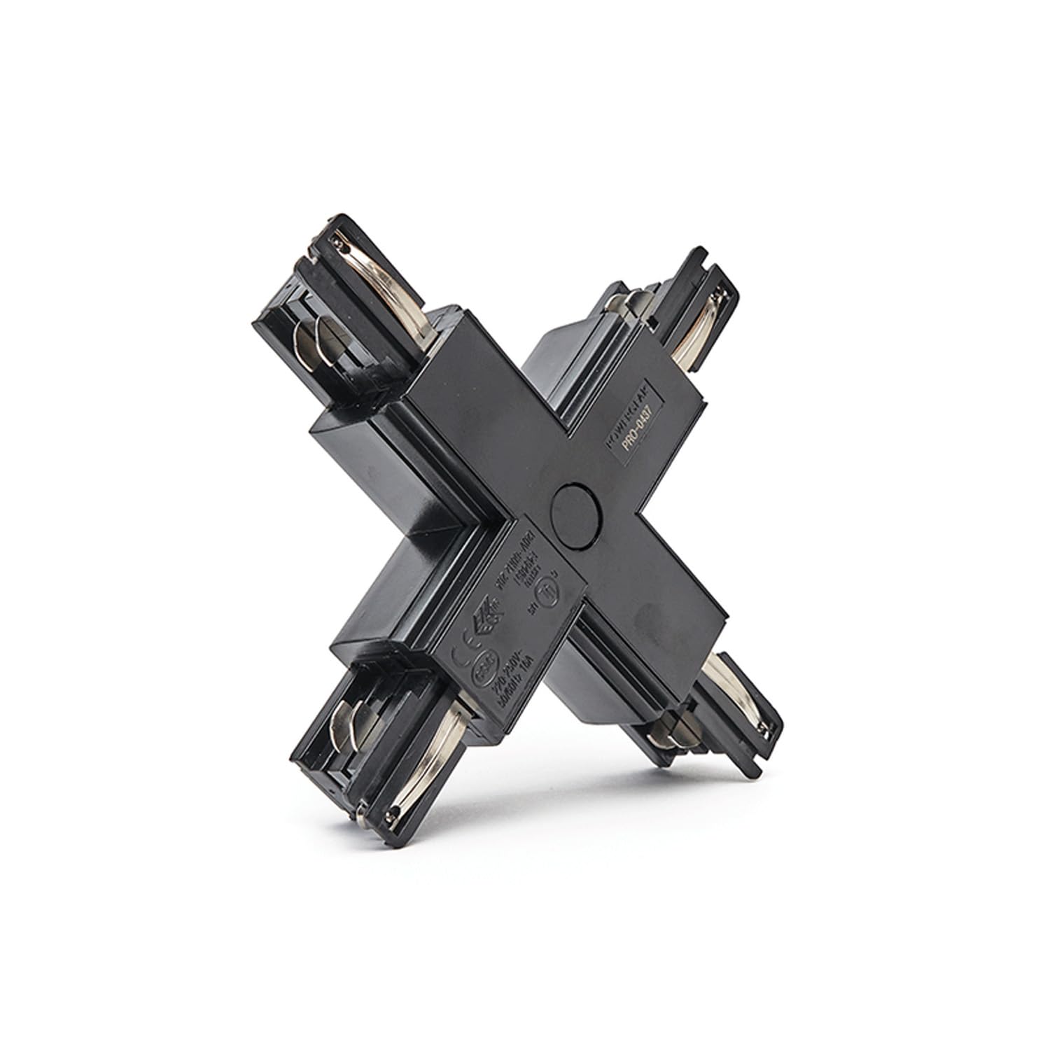 VoltShine Four-Way Type, Black Design, Ideal for Distribution of Signals and Connections in Electrical installations.
