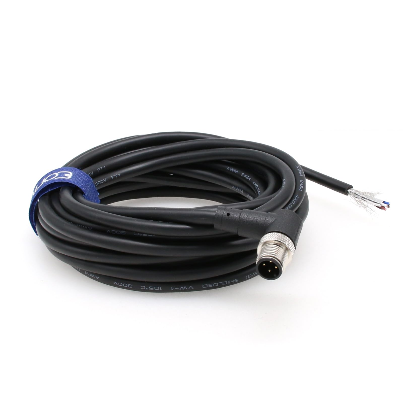 Eonvic Industrial M12 4 Pin Male Right Angle Aviation Connector Electrical Sensor Cable 10M