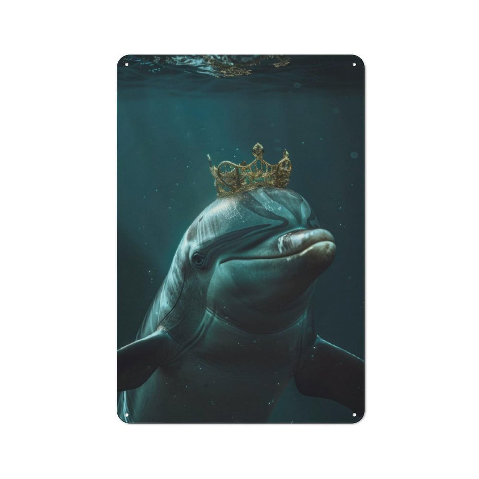 Junmoney Dolphin Cute King Metal Wall Sign 30X20cm Featuring For Living Room Wall, For Decorating Living Rooms And Feature Walls