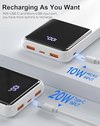 Miniatura 5 de Cargador portátil Power Bank de 10000 mAh PD 22.5 W, batería delgada con pantalla LED y entradasalida USB-C, compatible con iPhone 16 15 14 13 12,