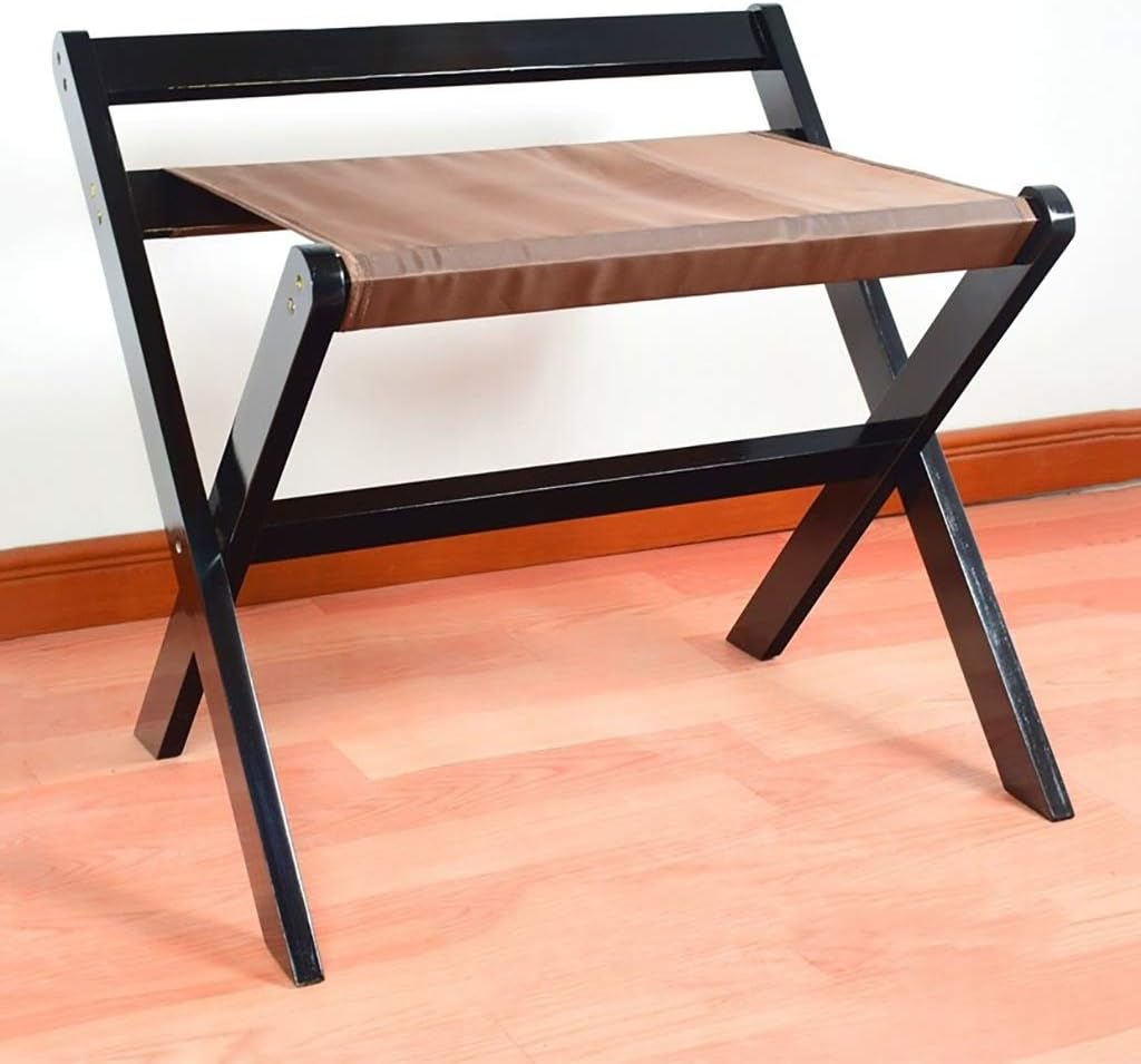 Luggage Rack, Folding Luggage Rack Solid Wood Hotel Foldable Luggage Rack Floor-Standing Bedroom Shelves Room Bedside Suitcase Travel Bag Holder Put Clothes Rac,One Color