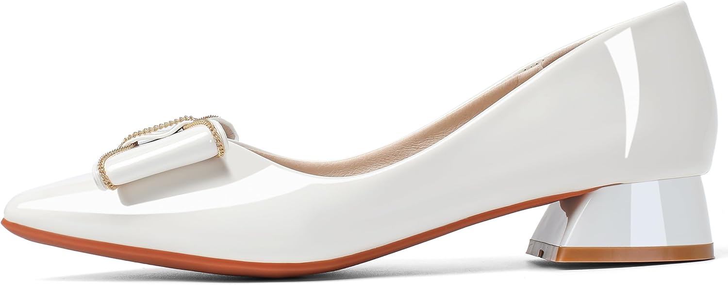 Women's Chunky Closed Toe Low Block Heels Work Pumps Comfortable Dress Wedding Shoes for Party Office - Image 2