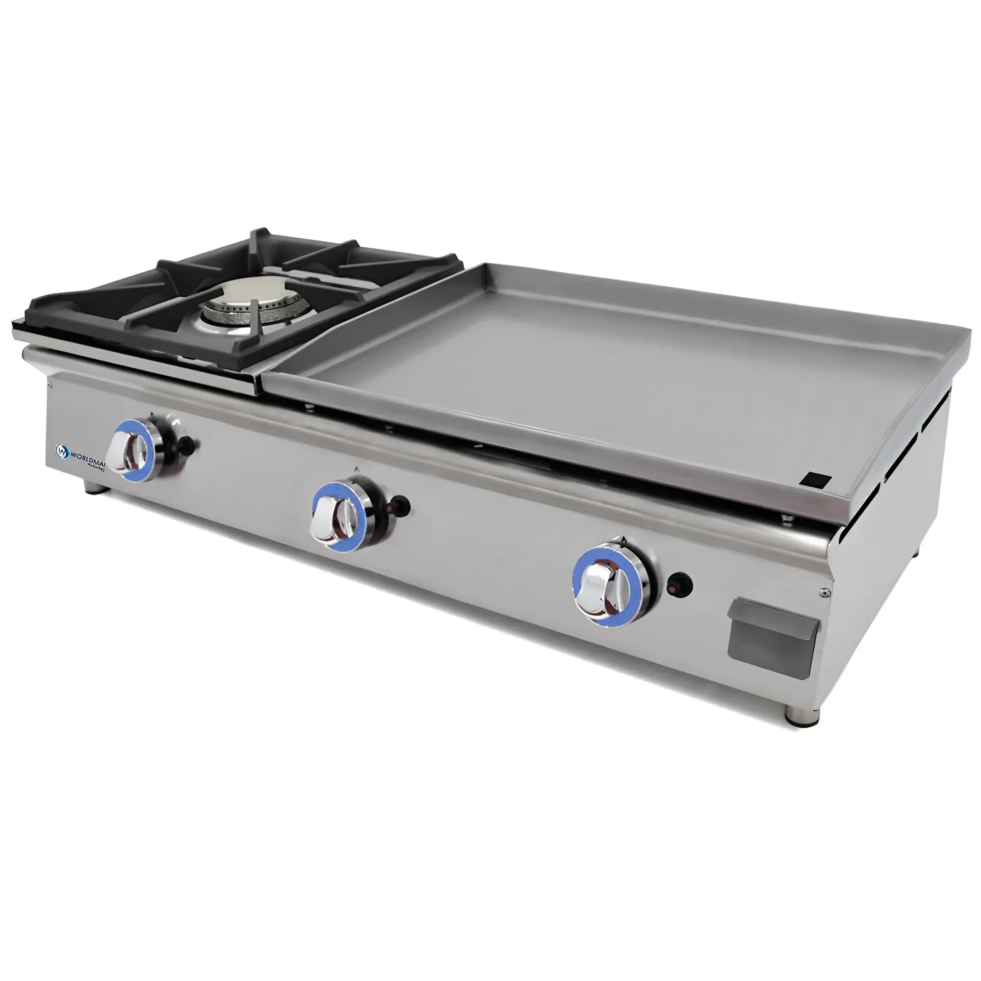 MBH – Piastra professionale a gas LUX WORLDMAI da 60 cm in acciaio laminato con fornello per la ristorazione. Fry top con struttura in acciaio inox per cucina professionale di bar e ristorante.