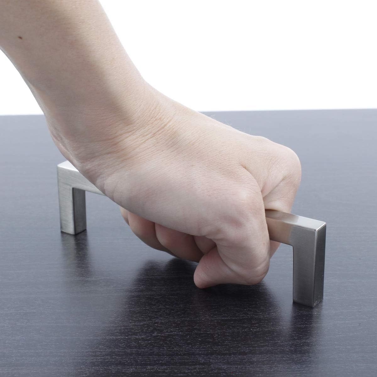 100 Pack Century Kai Square Bar Cabinet Pull Zinc Modern Hardware for Kitchen and Bathroom Cabinets Cupboards 5 1/16 Inch (128mm) Center to Center, 23588-15-100 Satin Nickel