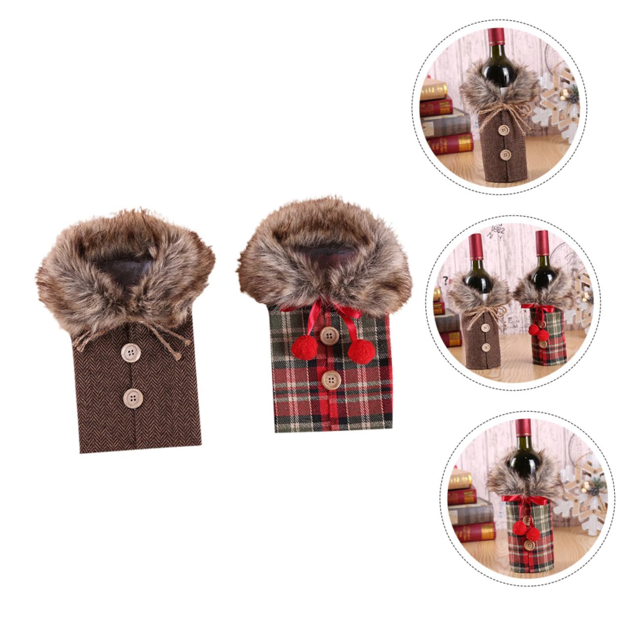 LOLIPPYY 2 Pièces Housse de Bouteille Vin Noël Résistant Lot de Décoration Festive pour Fête et Cadeau Élégant
