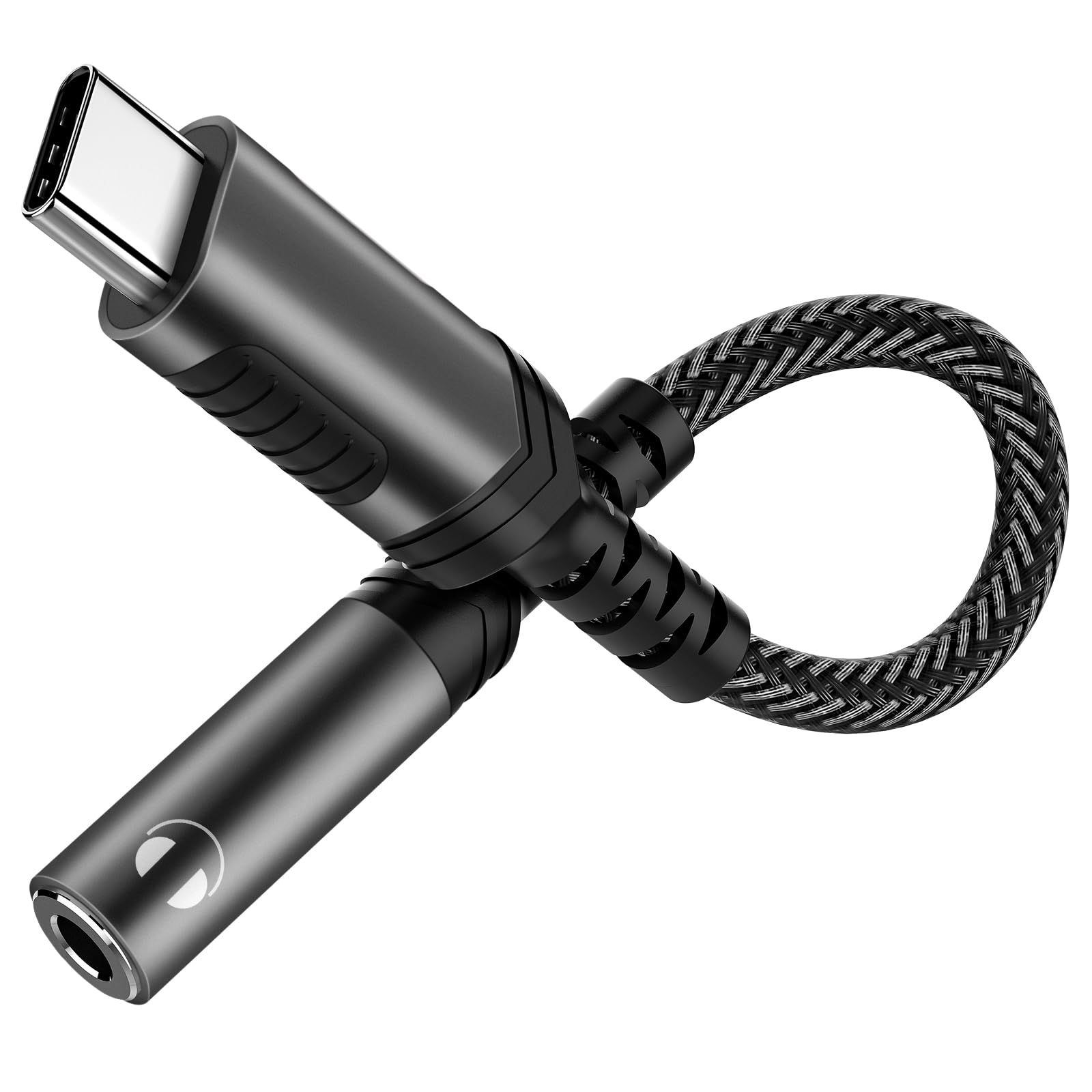 iMangoo USB C to 3.5mm Audio Headphones Adapter for Samsung Galaxy S25 S24 S23 Plus Note 20 Ultra, DAC Type C to Aux Earphones Dongle for iPhone 17