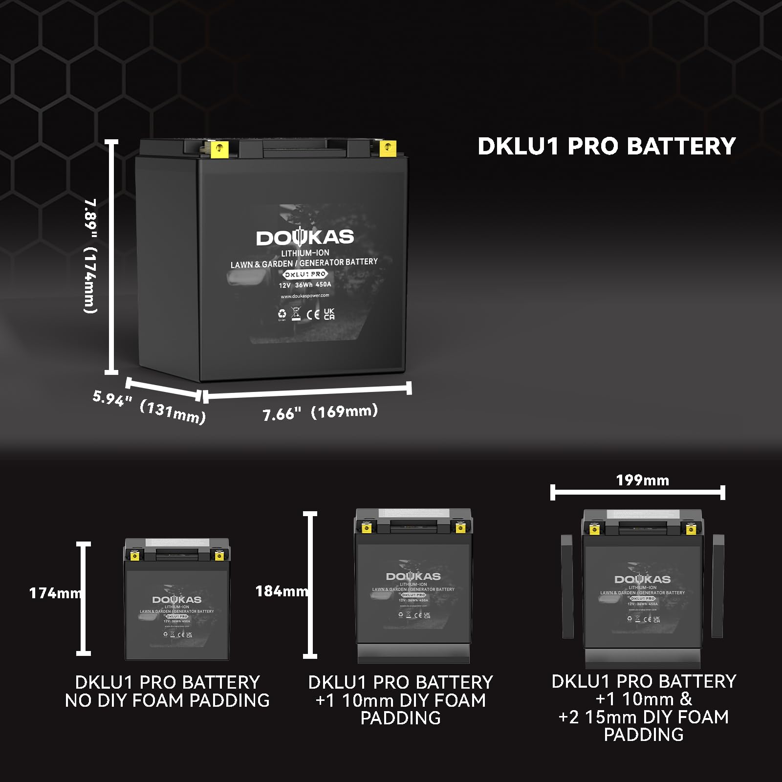 DKLU1 PRO Batterie au lithium LiFePO4 pour tondeuse à gazon, générateurs 12 V 3,2 Ah 450 CCA, compatible avec tracteur de jardin, convient pour Craftsman, John Deere, Cub Cadet, Husqvarna