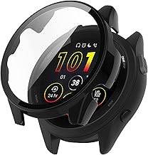 Compatible with Garmin Forerunner 265 Case, Tempered Glass Film Protective Cover, Hard Poly PC Material, Integrated, Shockproof, Anti-Scratch, Anti-Tarnish, Full Cover, Full Protection, Smart
